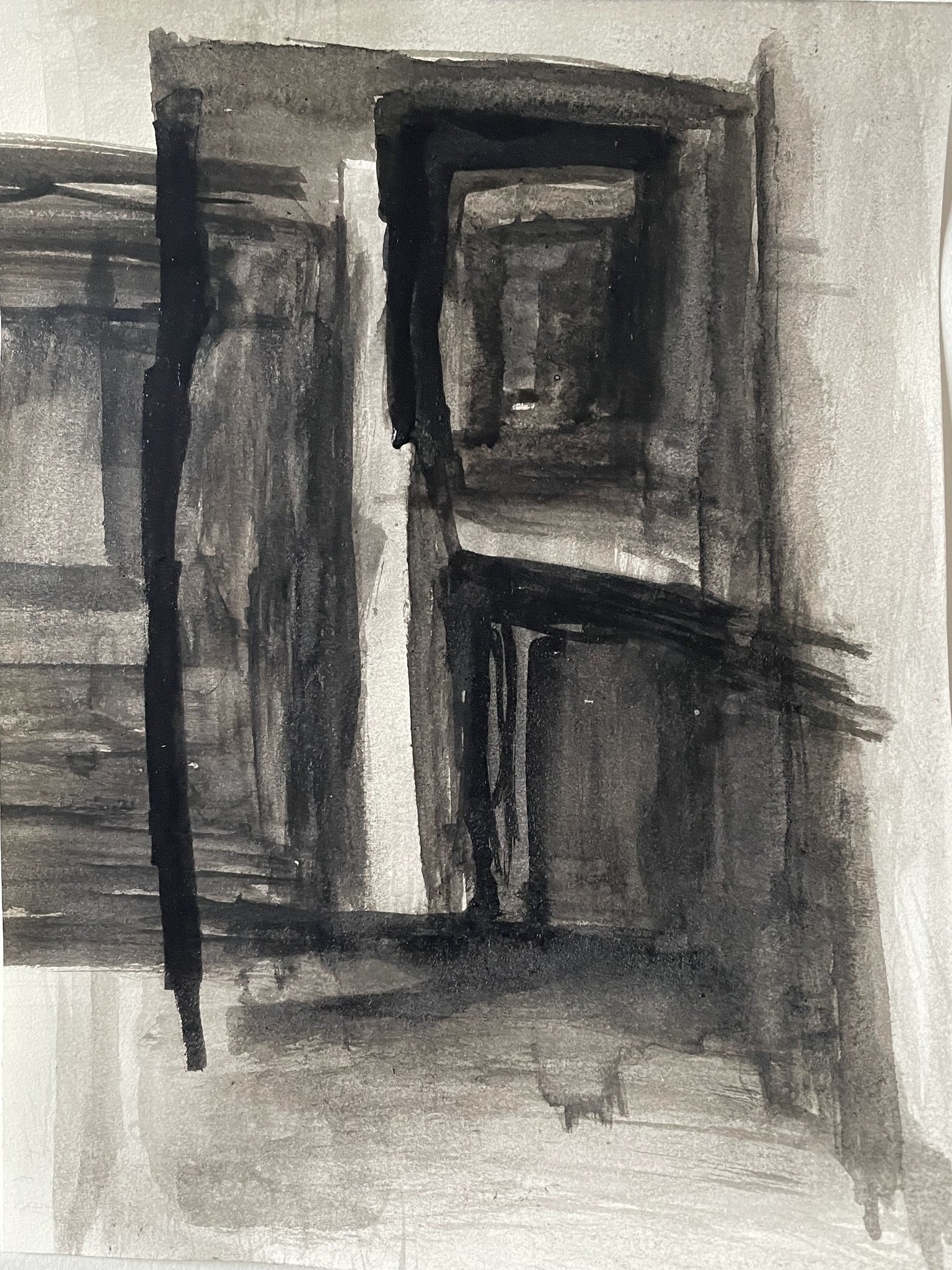 Peinture, encre de chine, abstrait