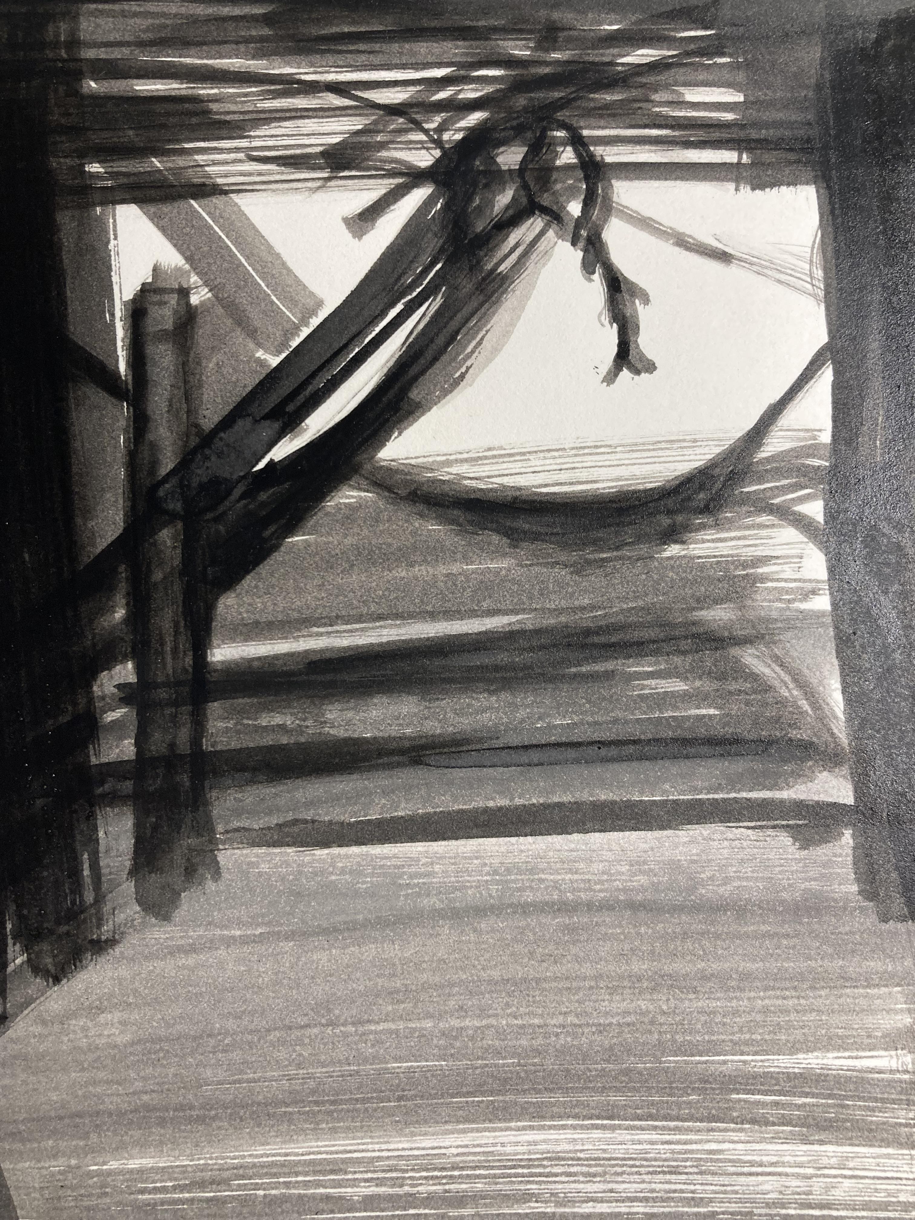 Peinture, encre de chine, abstrait